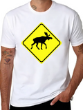 Moose Crossing Sign Graphic T-Shirt