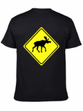 Moose Crossing Sign Graphic T-Shirt