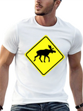 Moose Crossing Sign Graphic T-Shirt