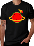 Watermelon Planet Tee - Space Rocket Design