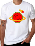 Watermelon Planet Tee - Space Rocket Design