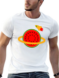 Watermelon Planet Tee - Space Rocket Design