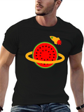 Watermelon Planet Tee - Space Rocket Design