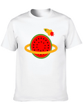 Watermelon Planet Tee - Space Rocket Design