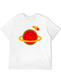 Watermelon Planet Tee - Space Rocket Design