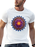 Floral Mandala Graphic Tee - Black Cotton Blend