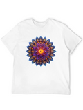 Floral Mandala Graphic Tee - Black Cotton Blend