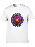 Floral Mandala Graphic Tee - Black Cotton Blend