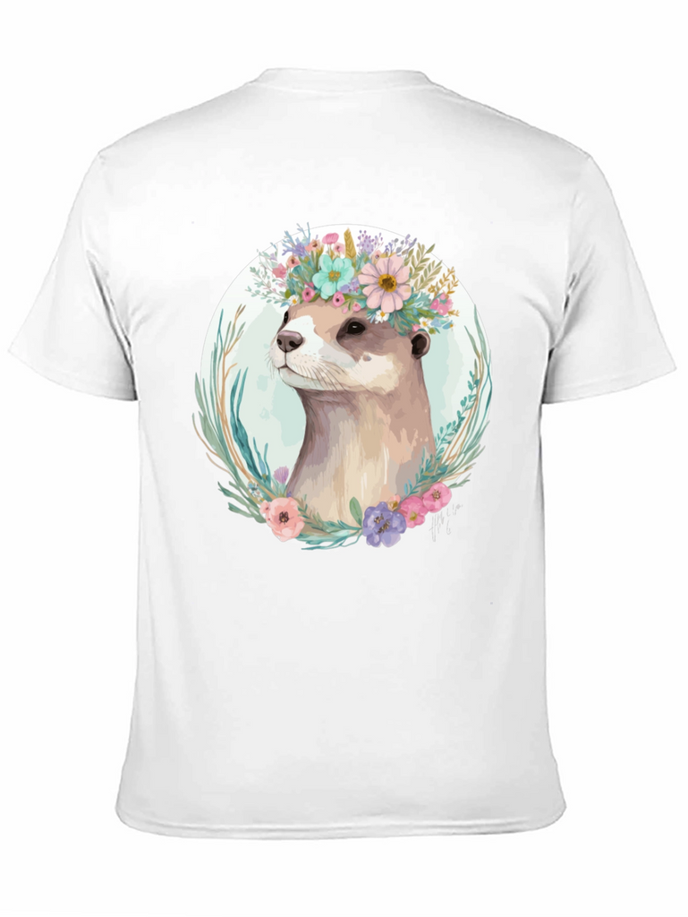 Otter Floral Crown T-Shirt - Stylish Animal Tee