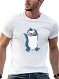 Cool Penguin Graphic Tee - Black Cotton Blend