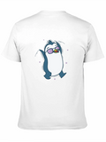 Cool Penguin Graphic Tee - Black Cotton Blend