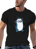 Cool Penguin Graphic Tee - Black Cotton Blend