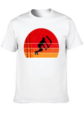 Sunset Cricket Player Black T-Shirt