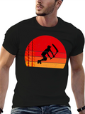 Sunset Cricket Player Black T-Shirt