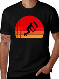 Sunset Cricket Player Black T-Shirt