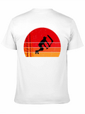 Sunset Cricket Player Black T-Shirt