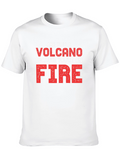 Volcano On Fire Graphic Tee - Black Cotton T-Shirt