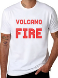 Volcano On Fire Graphic Tee - Black Cotton T-Shirt