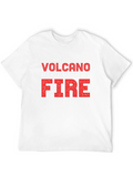 Volcano On Fire Graphic Tee - Black Cotton T-Shirt