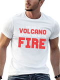 Volcano On Fire Graphic Tee - Black Cotton T-Shirt
