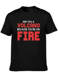 Volcano On Fire Graphic Tee - Black Cotton T-Shirt