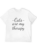 Cats Are My Therapy Black T-Shirt