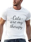 Cats Are My Therapy Black T-Shirt
