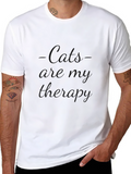Cats Are My Therapy Black T-Shirt