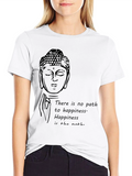 Buddha Happiness Quote Black T-Shirt