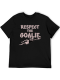 Respect The Goalie Black Graphic T-Shirt