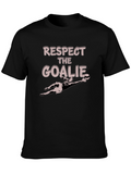 Respect The Goalie Black Graphic T-Shirt