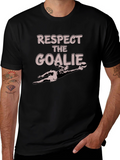 Respect The Goalie Black Graphic T-Shirt