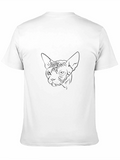 Sphynx Cat Line Art Black T-Shirt