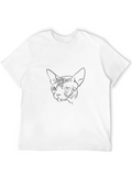 Sphynx Cat Line Art Black T-Shirt