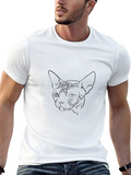 Sphynx Cat Line Art Black T-Shirt