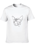 Sphynx Cat Line Art Black T-Shirt