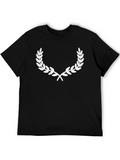 Black T-Shirt with White Laurel Wreath Graphic