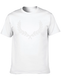 Black T-Shirt with White Laurel Wreath Graphic