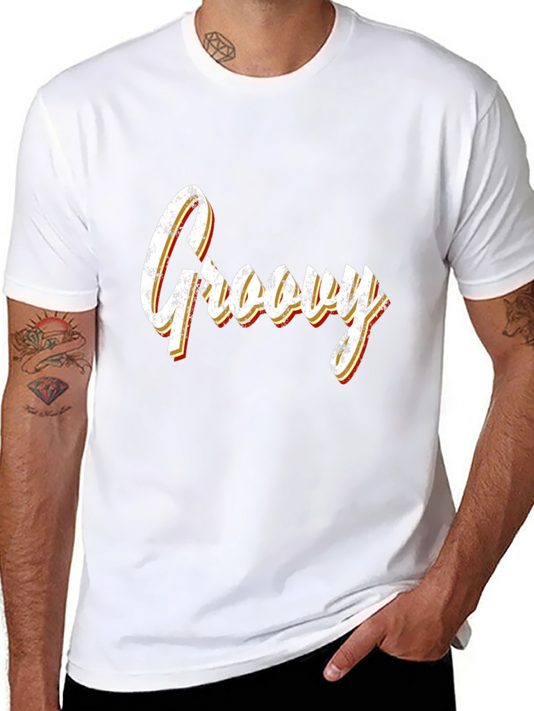 Groovy Retro Style Black T-Shirt