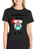 Healthcare Hero T-Shirt - Cartoon Nurse Design
