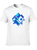 Geometric Blue Square Graphic T-Shirt