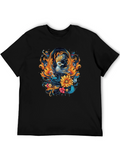 Floral Phoenix Graphic Black T-Shirt