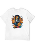 Floral Phoenix Graphic Black T-Shirt