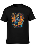 Floral Phoenix Graphic Black T-Shirt