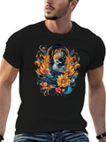 Floral Phoenix Graphic Black T-Shirt