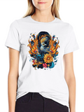 Floral Phoenix Graphic Black T-Shirt