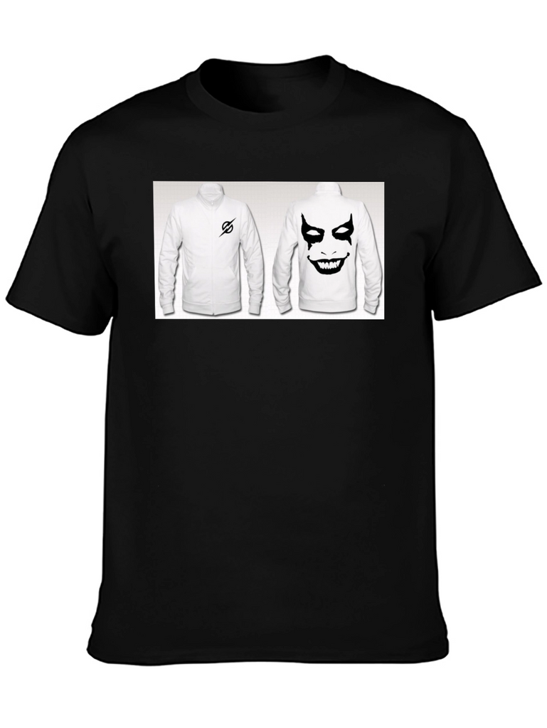 Black T-Shirt with Unique Jacket Print