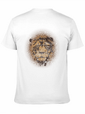 Lion Face Graphic Print Crew Neck T-Shirt