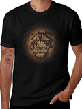 Lion Face Graphic Print Crew Neck T-Shirt