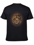 Lion Face Graphic Print Crew Neck T-Shirt